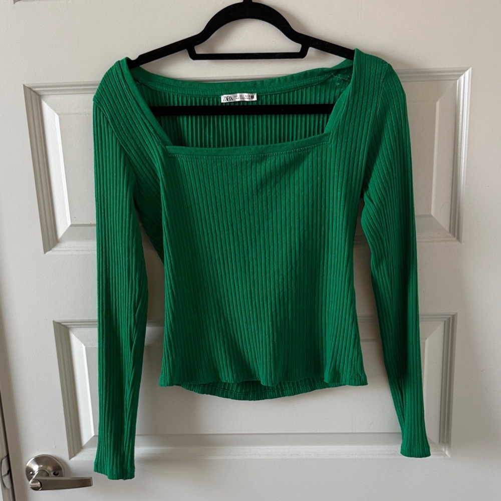 Zara Emerald Ribbed Crop Top